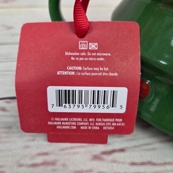 Hallmark Christmas Tree Stacking Mugs Set w Star Topper Lid Green Gold Holiday - Picture 6 of 6